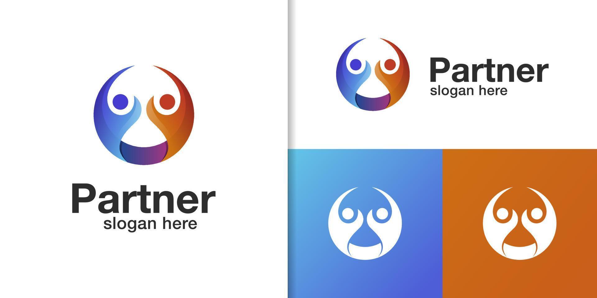 gradiente personas grupo socio empresa logotipo diseño elementos humano icono vector