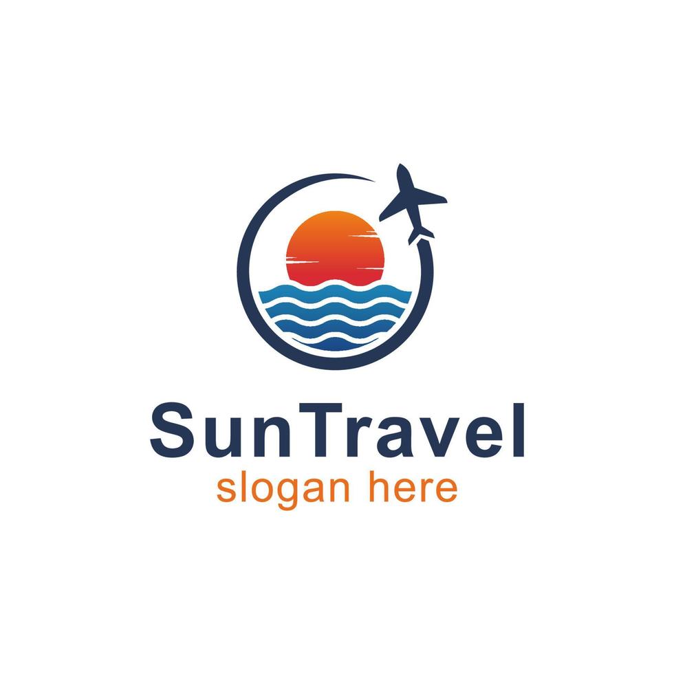 diseño de logotipo aislado de aventura de viaje y gira. plantilla de logotipo de viajero del mundo de vacaciones vector