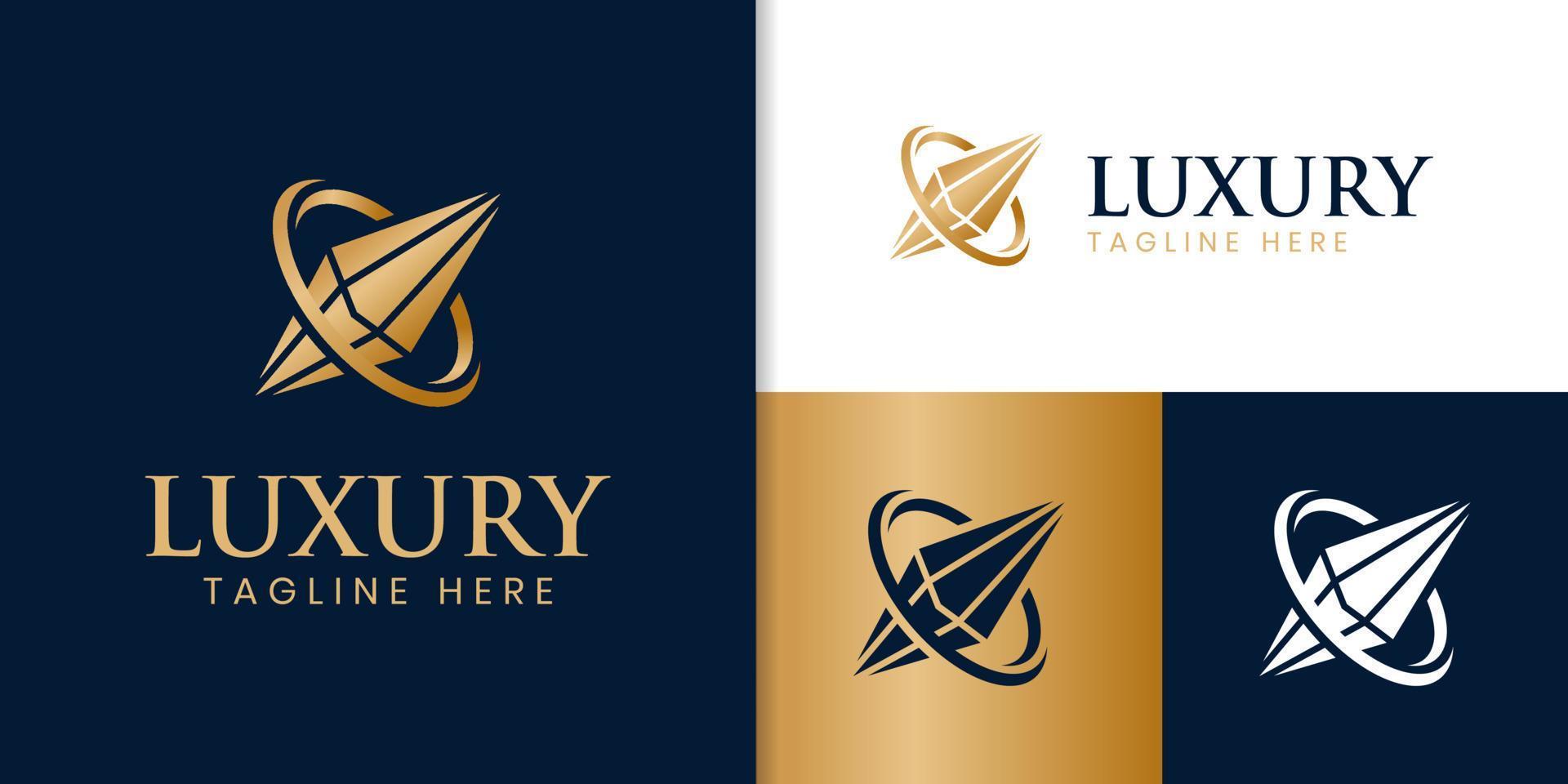 luxury gold diamond logo. creative diamond logo can be used jewelry business vector