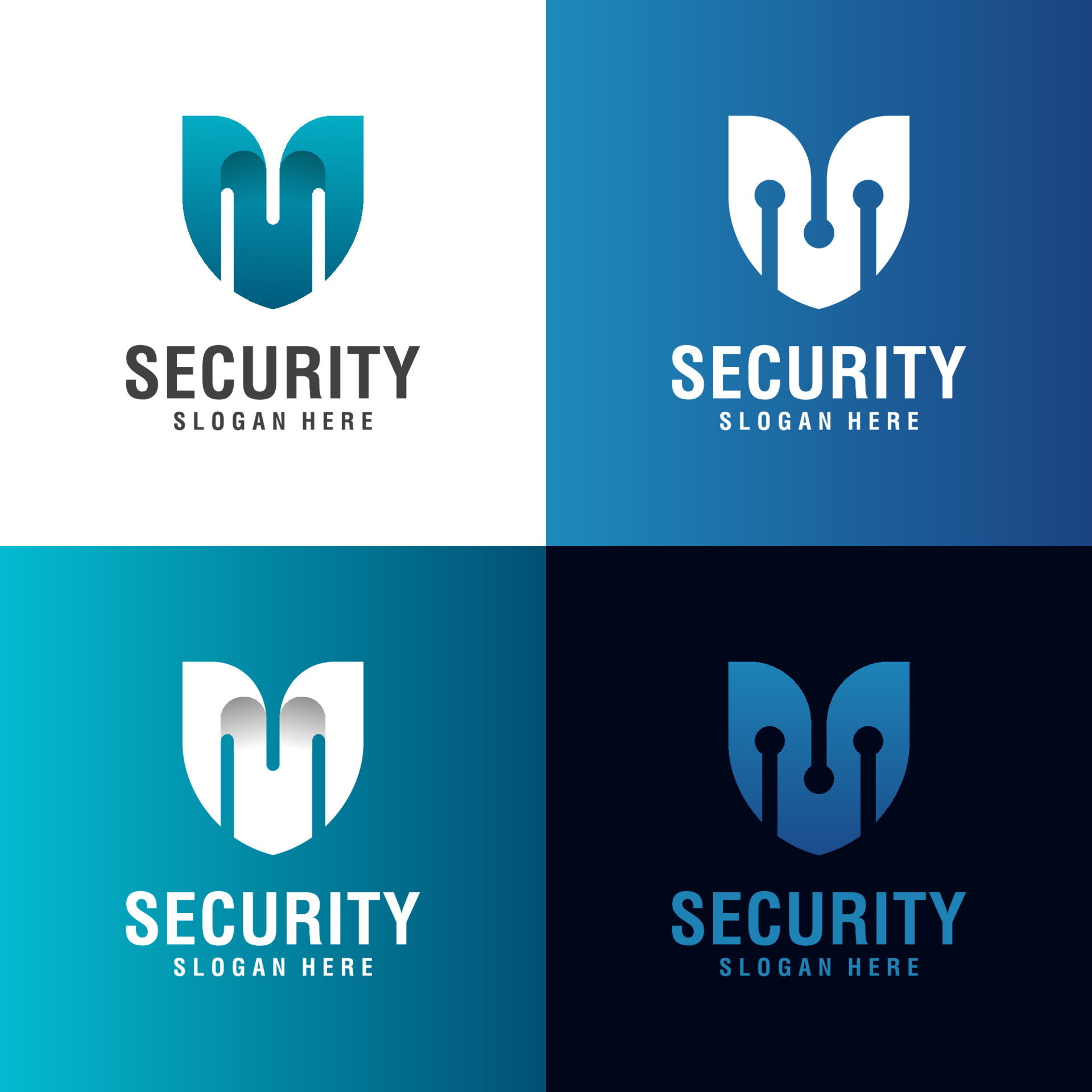 initial letter M secure technology logo with shield symbol, icon design
