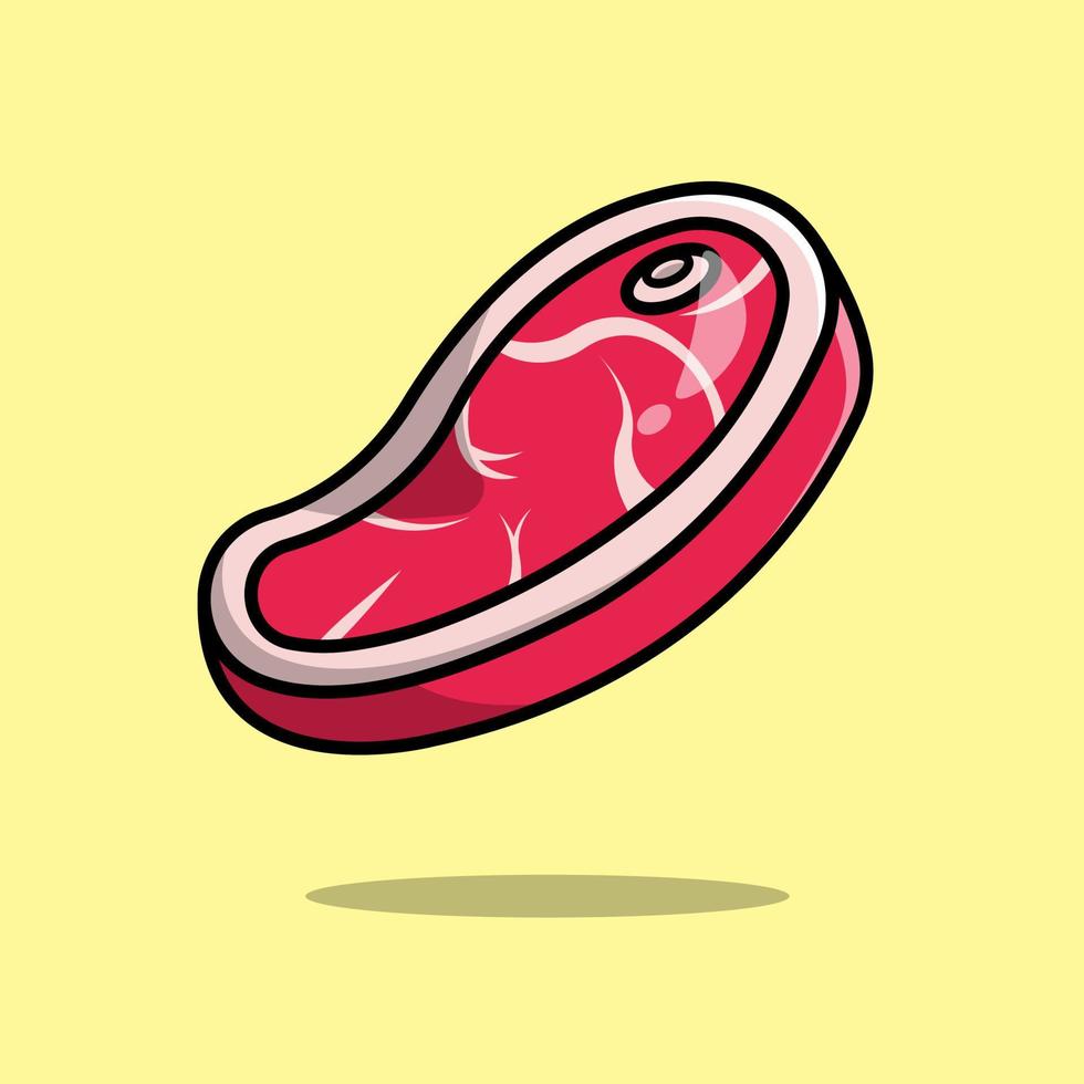 Floating Beef Steak Cartoon Vector Icon Illustration. Flat Cartoon Concept