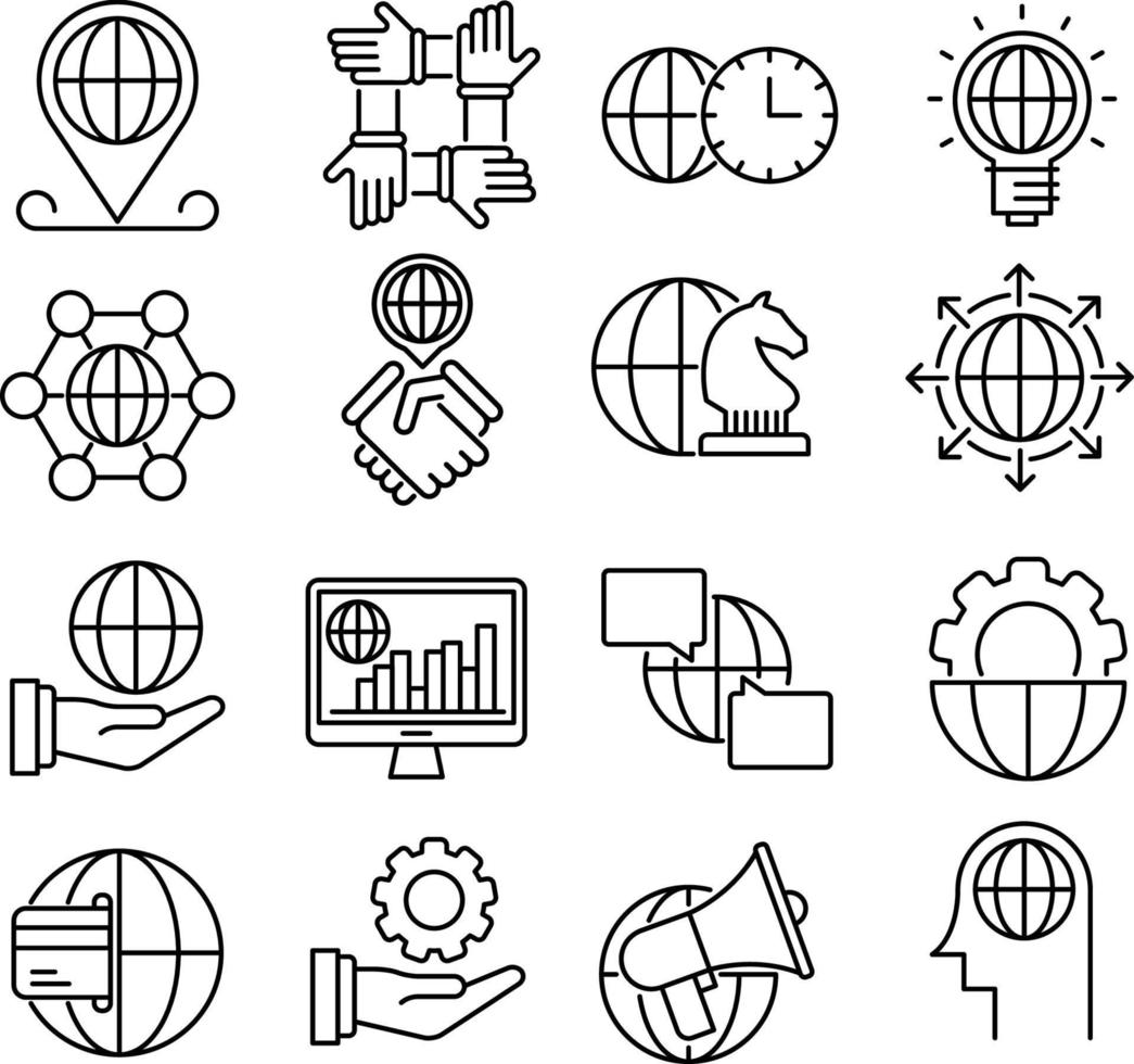 Global business icons set vector