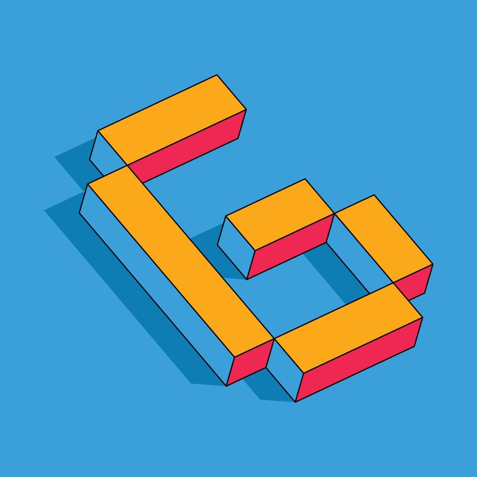 Isometric G letter, G vector 3D logo.