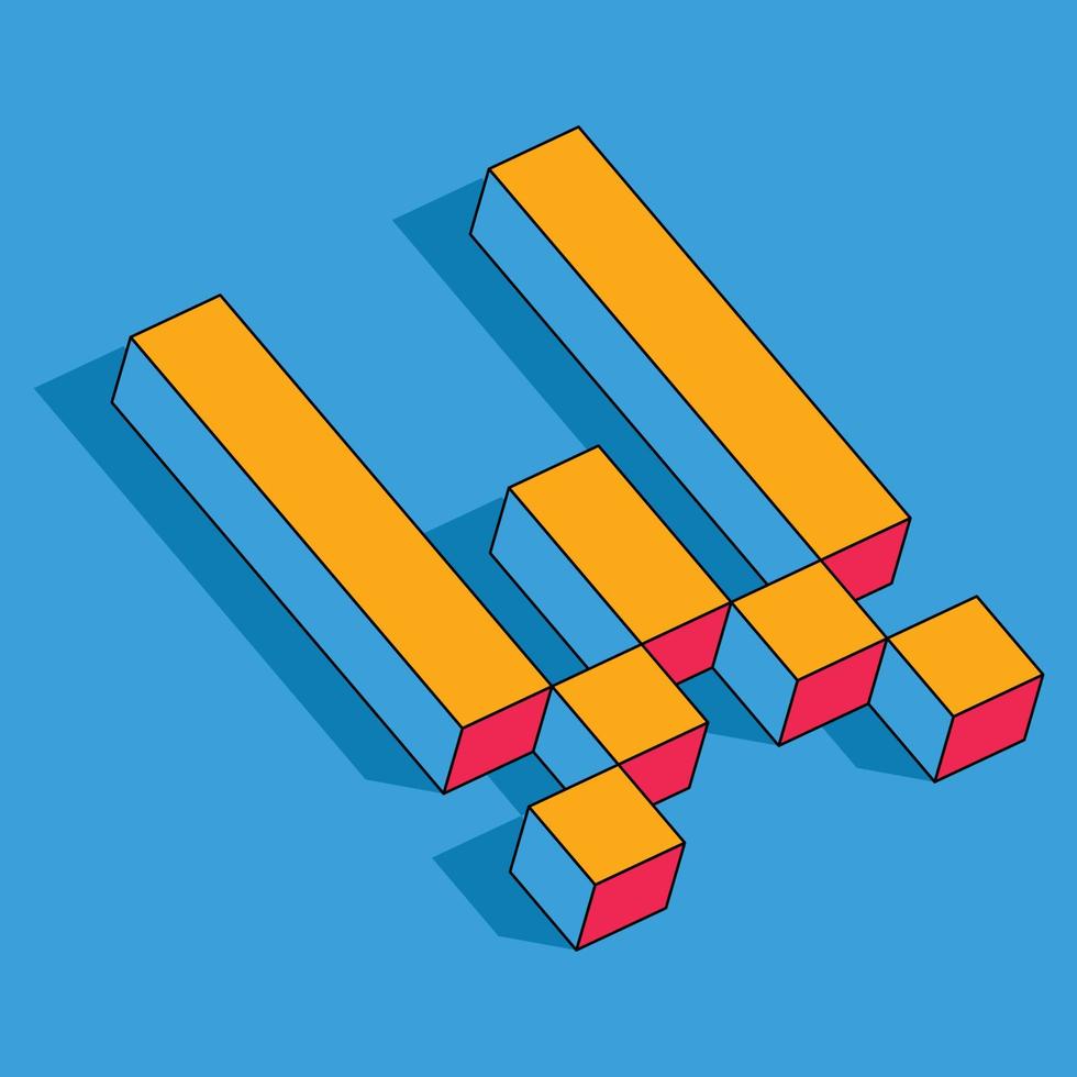 Isometric W letter, W vector 3D logo.