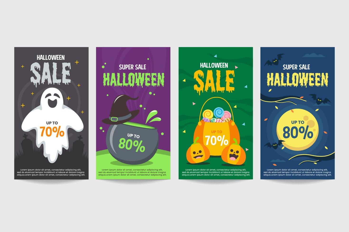 conjunto de plantilla de banner de venta de halloween vector