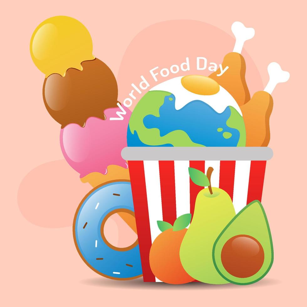 various food elements in world food day illustration vector