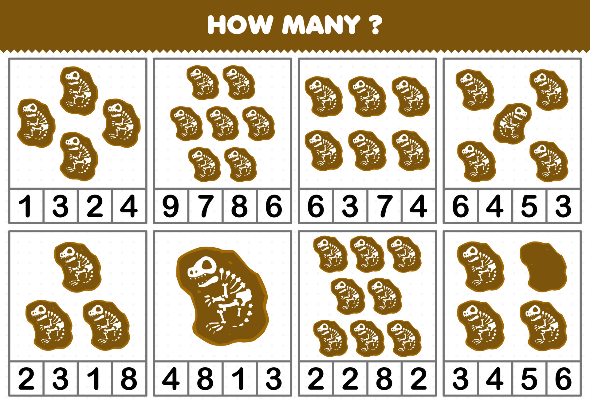 Education game for children counting how many objects in each table of