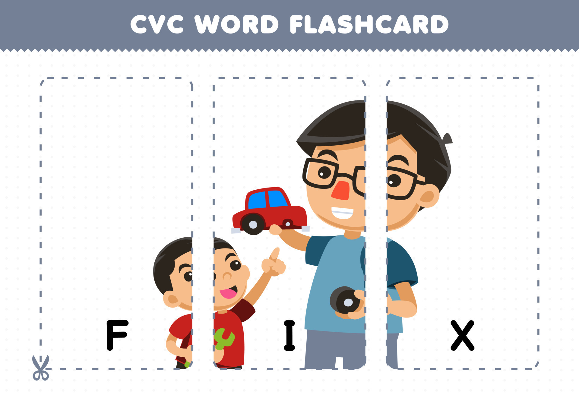 Education game for children learning consonant vowel consonant word