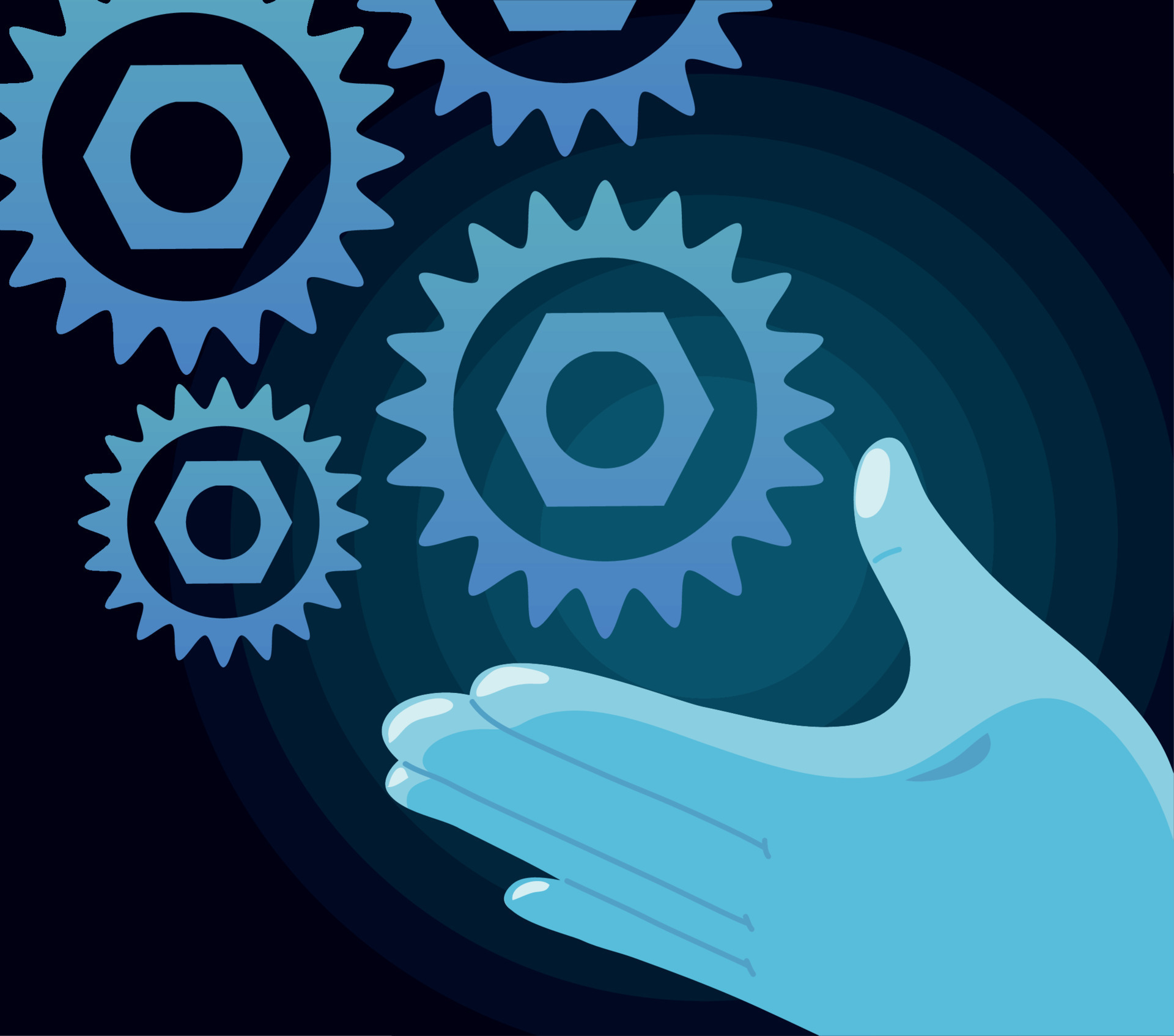 hand and gears 11207959 Vector Art at Vecteezy