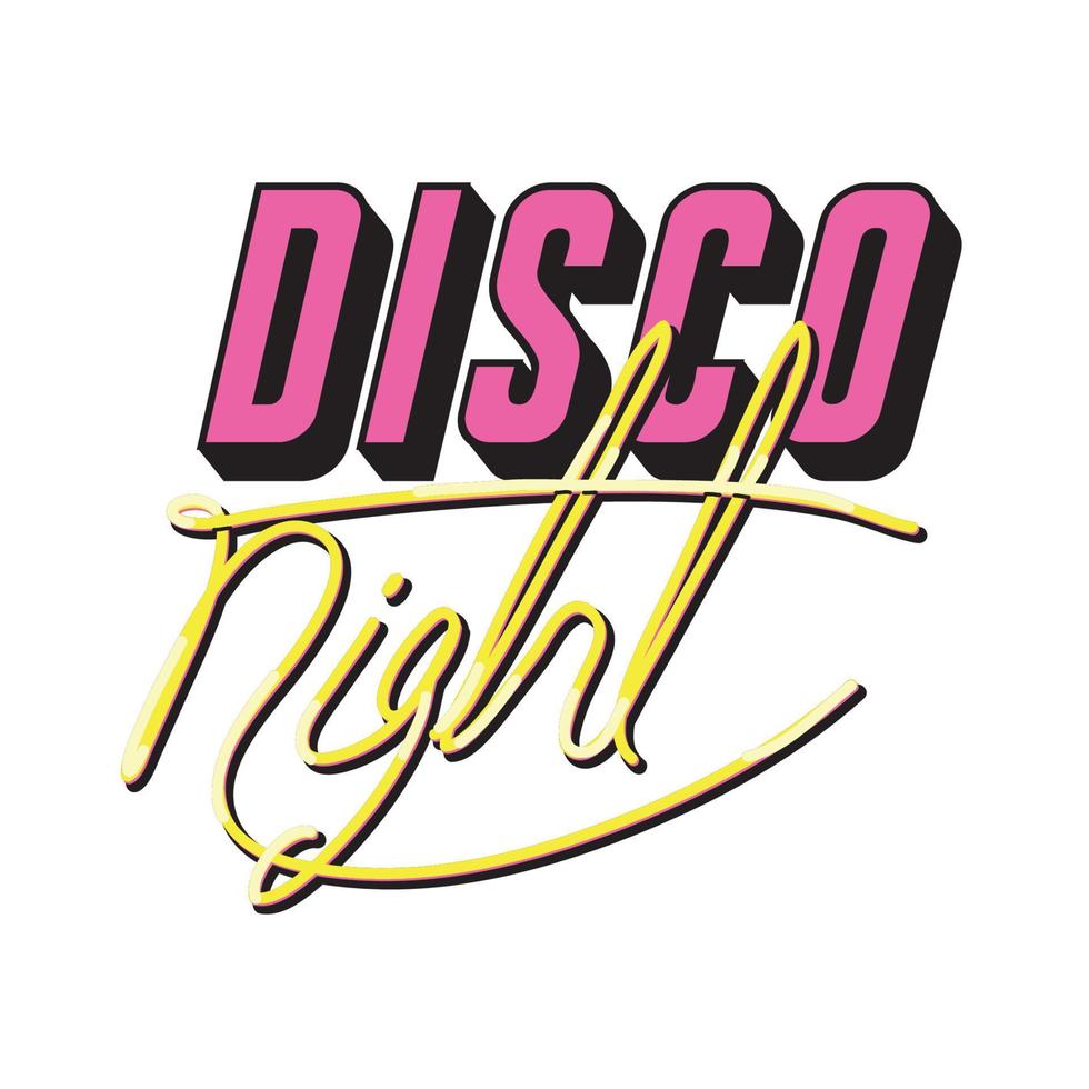 inscripción de la noche disco vector