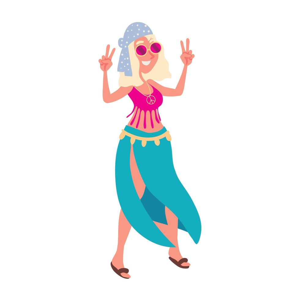 personaje de mujer hippie vector