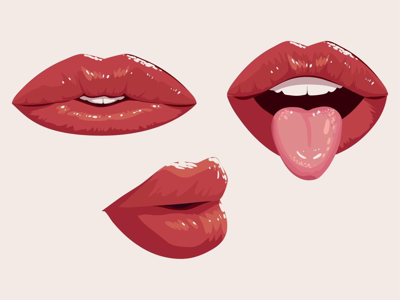 set of female mouth vector