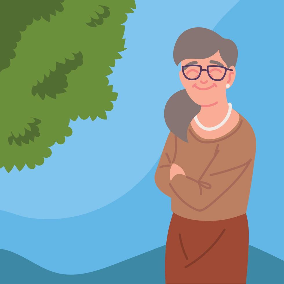 cartoon elderly woman vector