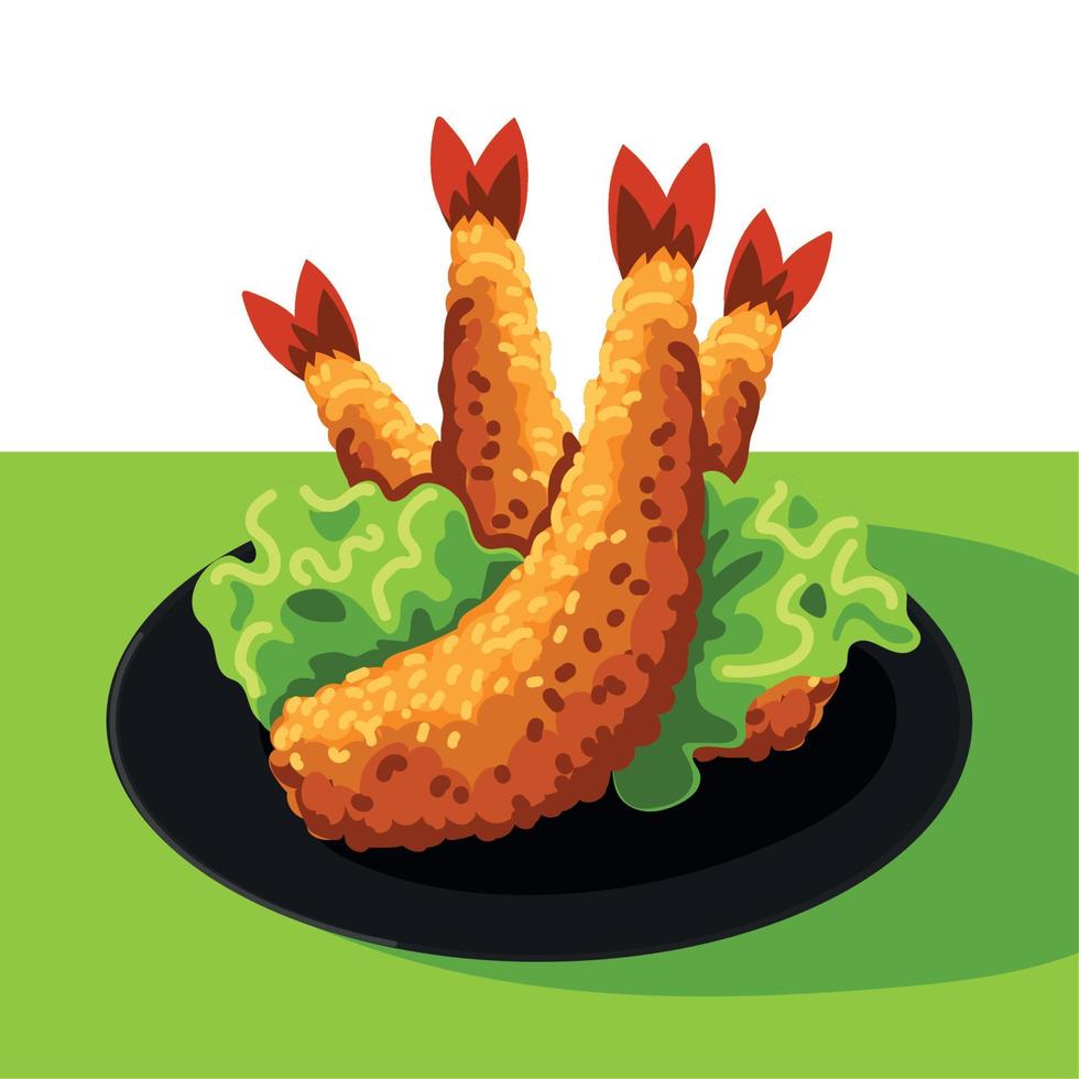 japanese food fried shrimp vector