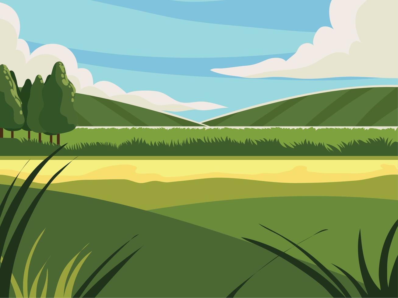 rural hills landscape vector