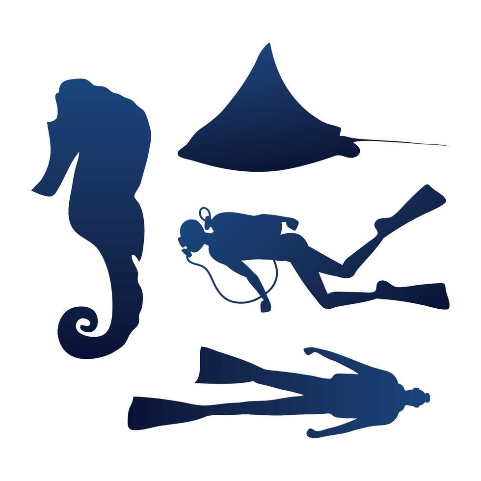 icons undersea life vector