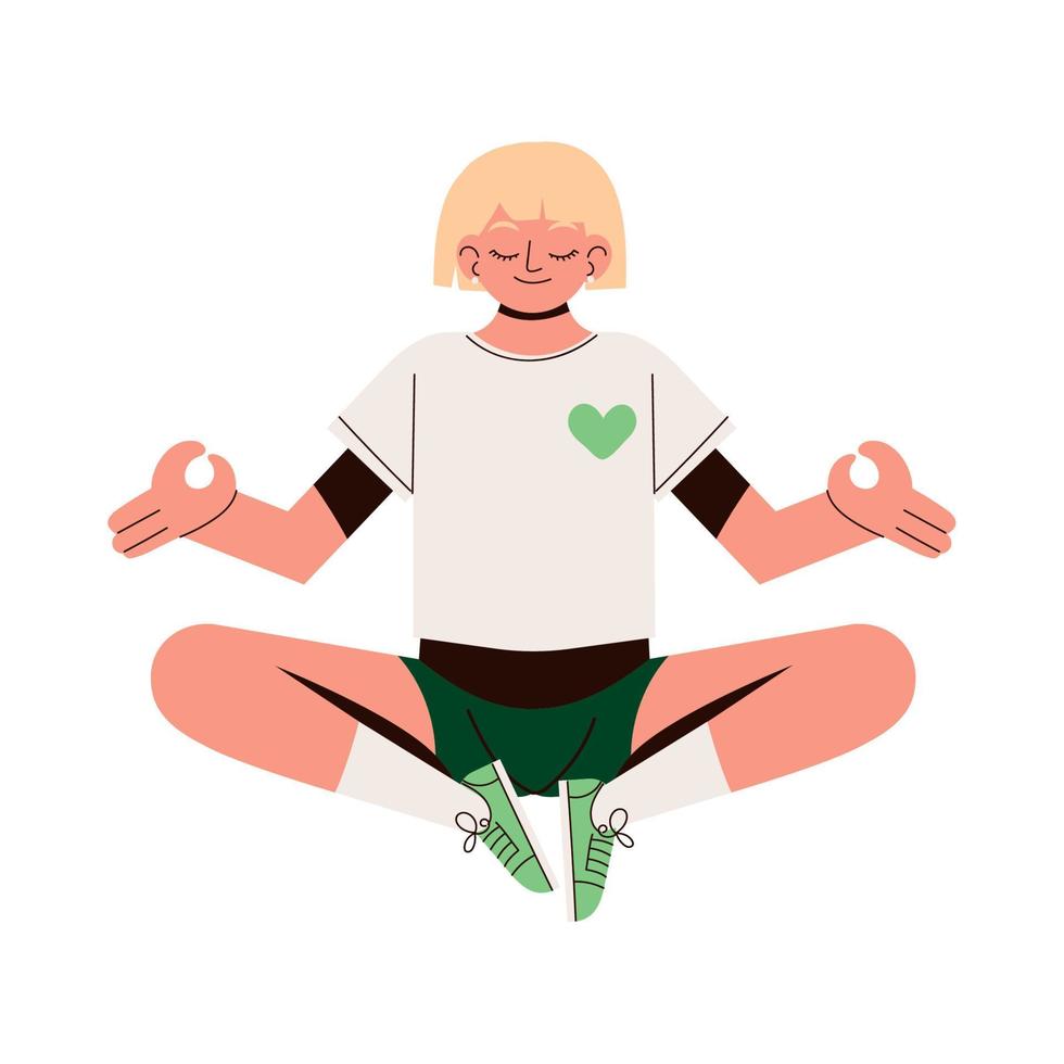 man in meditation yoga pose vector