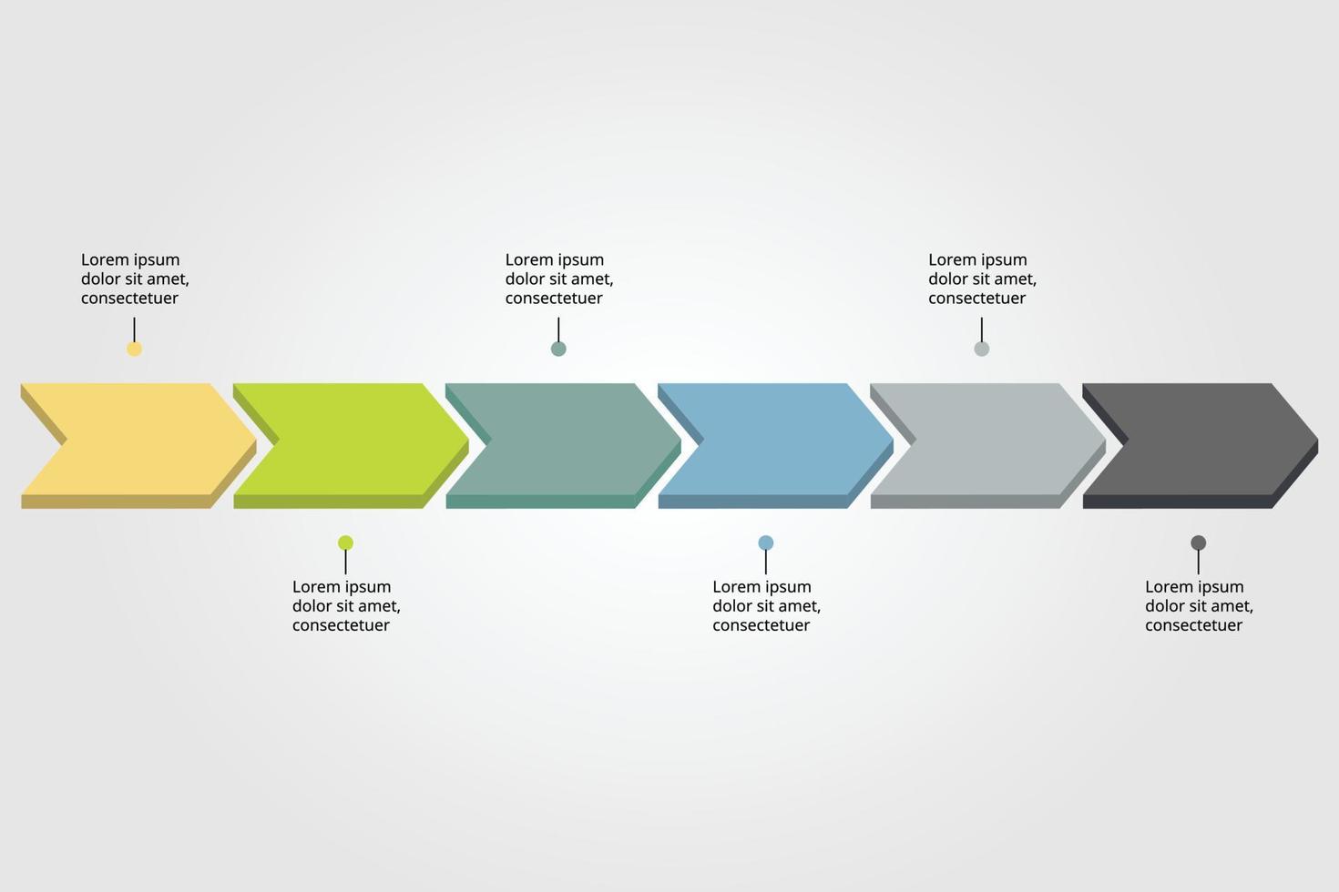 plantilla de flecha de línea para infografía para presentación de 6 elementos vector