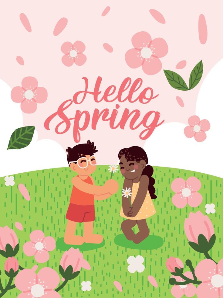 hola primavera banner vector