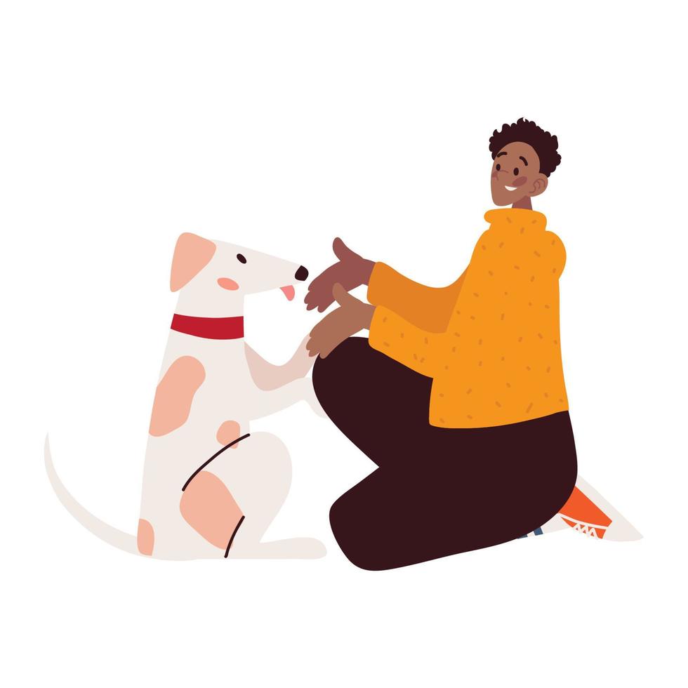 hombre afro con perro vector