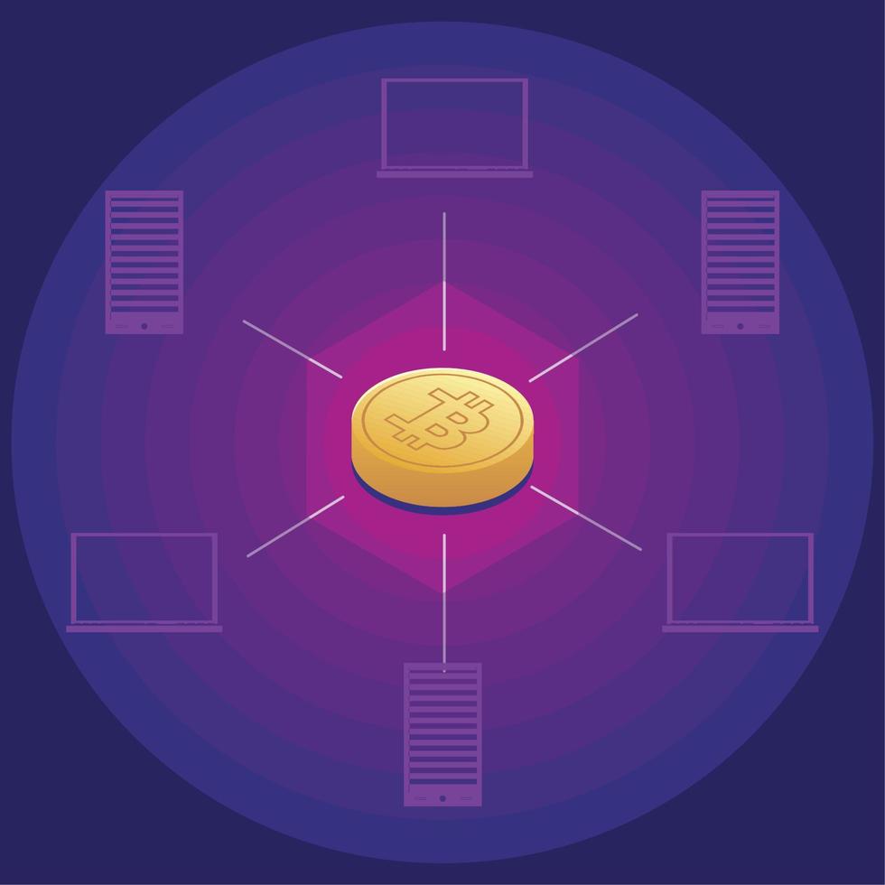 bitcoin blockchain financial vector