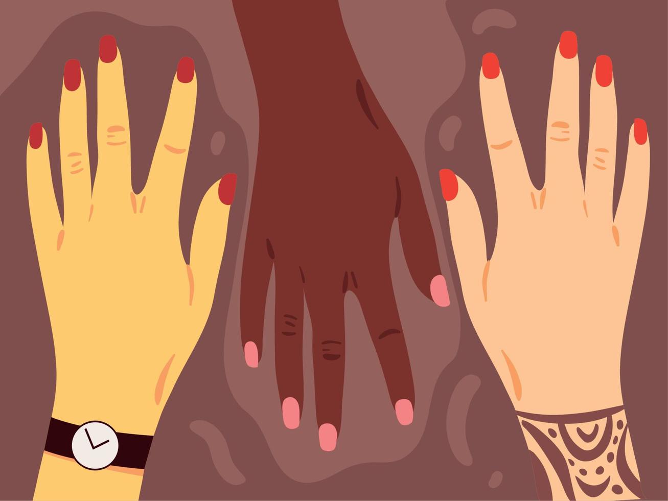 diversity and inclusion, female hands vector