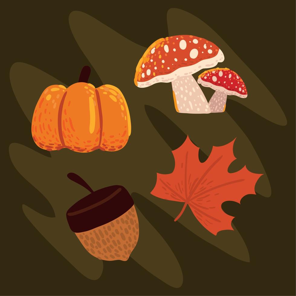 autumn food and leaf vector