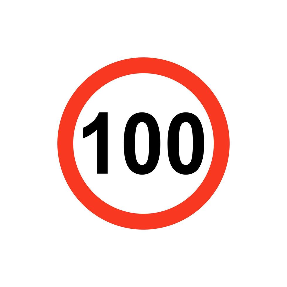 Traffic sign speed limit number one hundred. vector