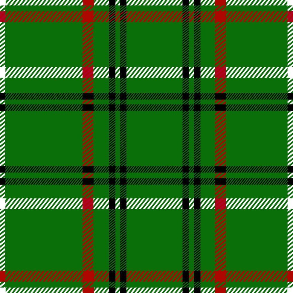 Tartan plaid red black and white line fabric texture green background. vector