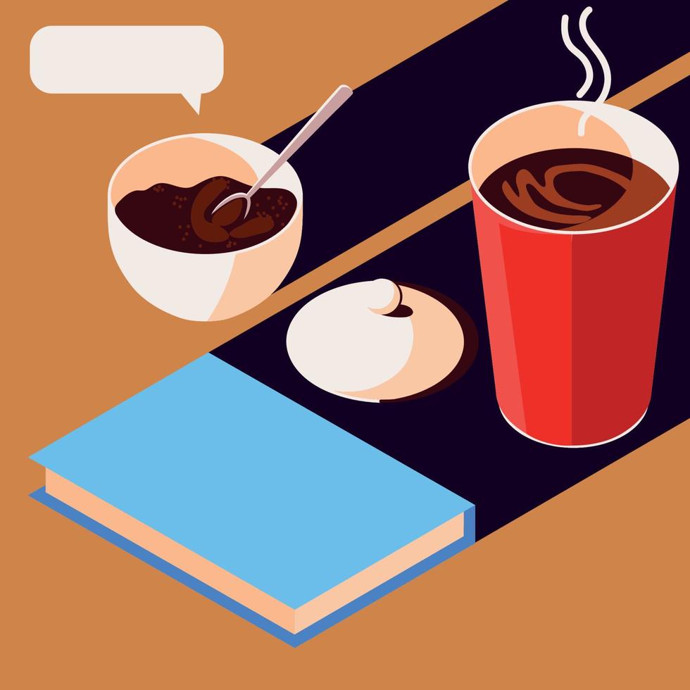 coffee cups and textbook vector