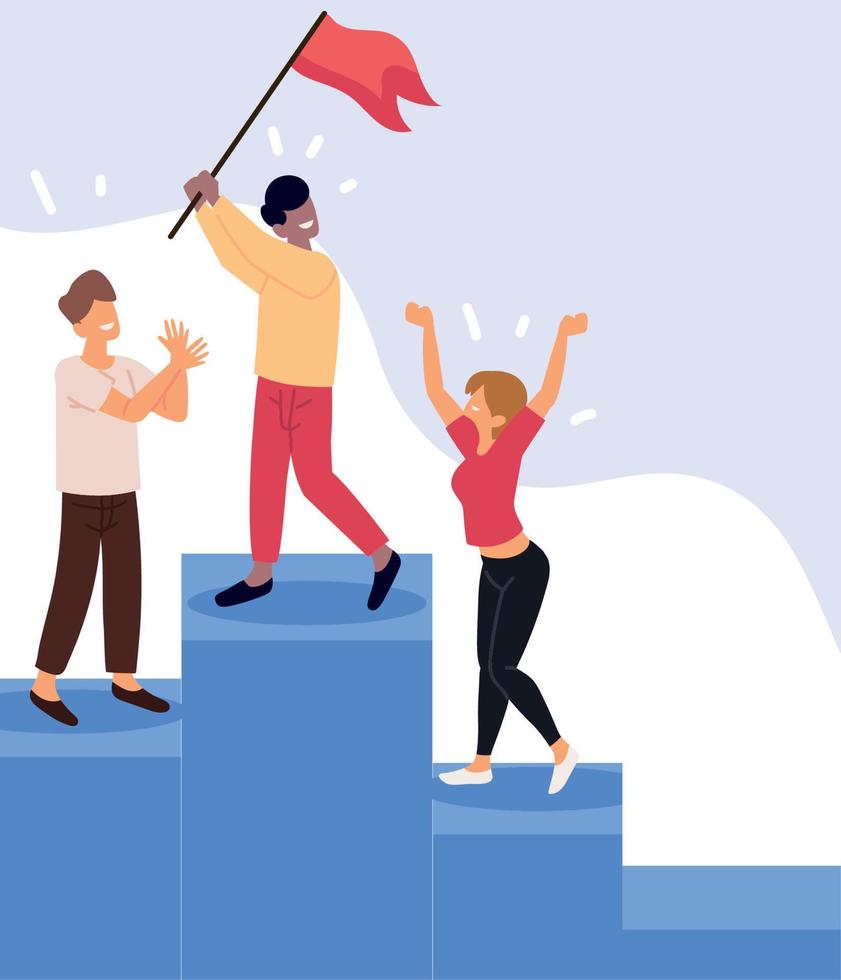 people with flag goal achievement vector