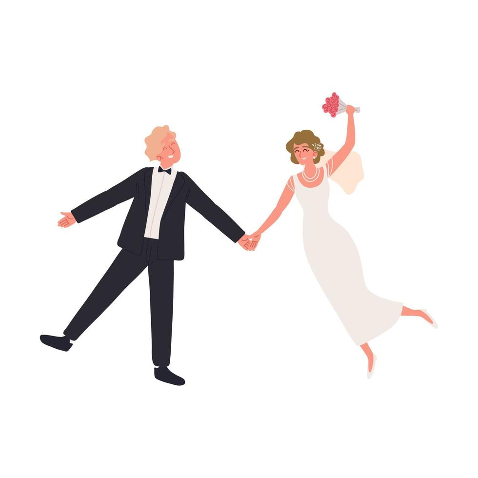 wedding couple with flowers vector