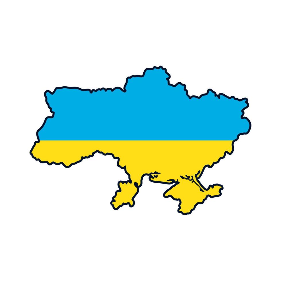 map and ukraine flag vector