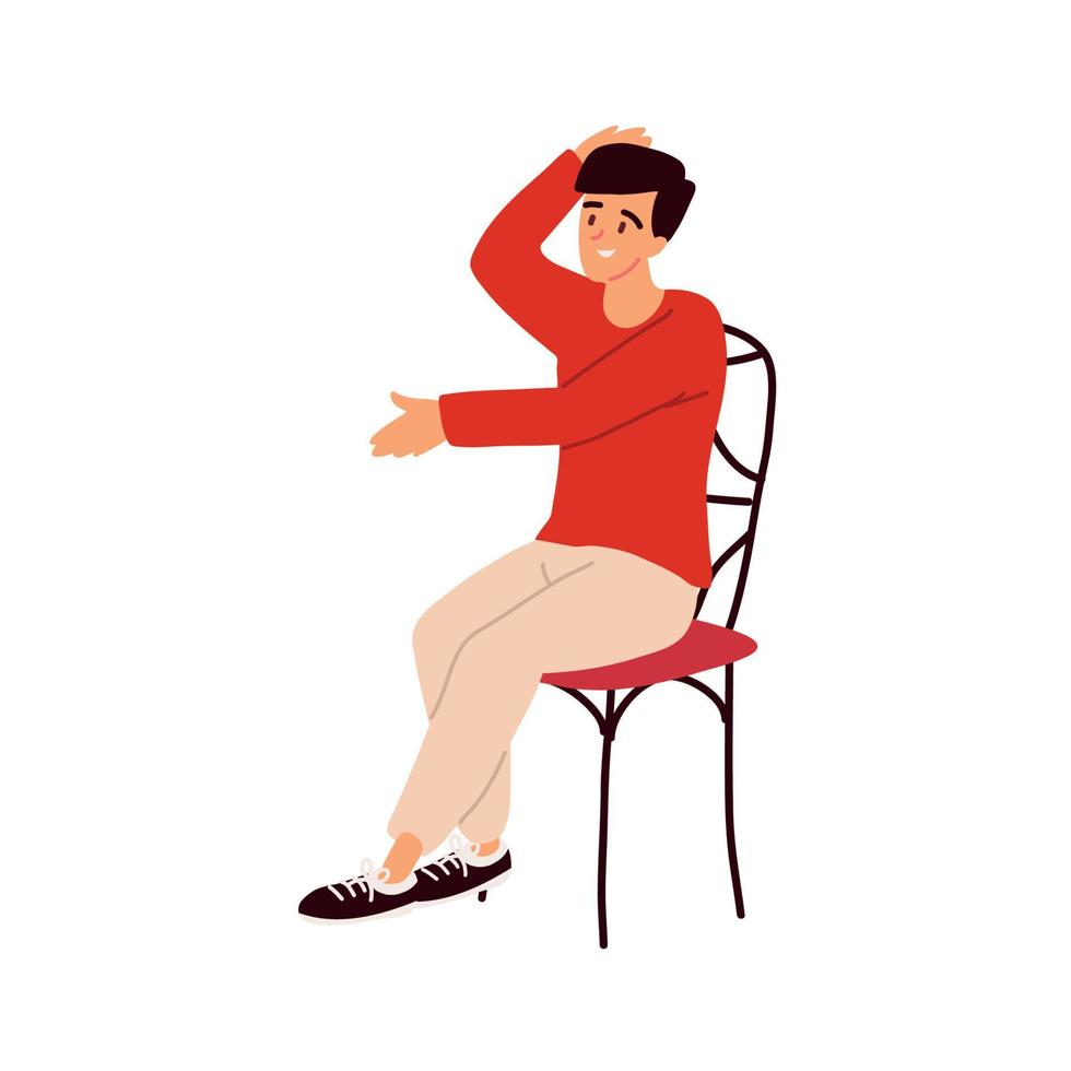 young man sitting on chair vector