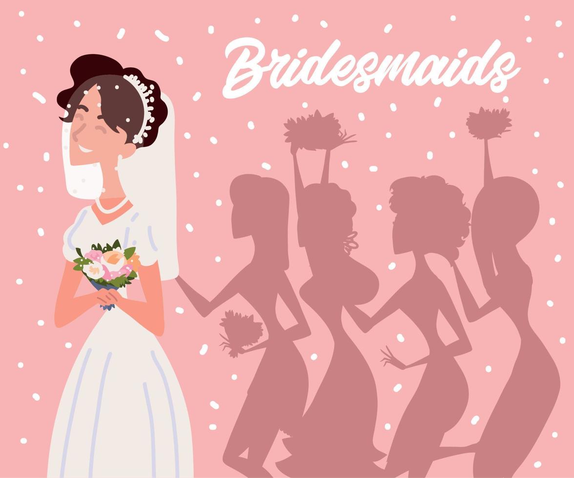 bride and bridesmaids vector