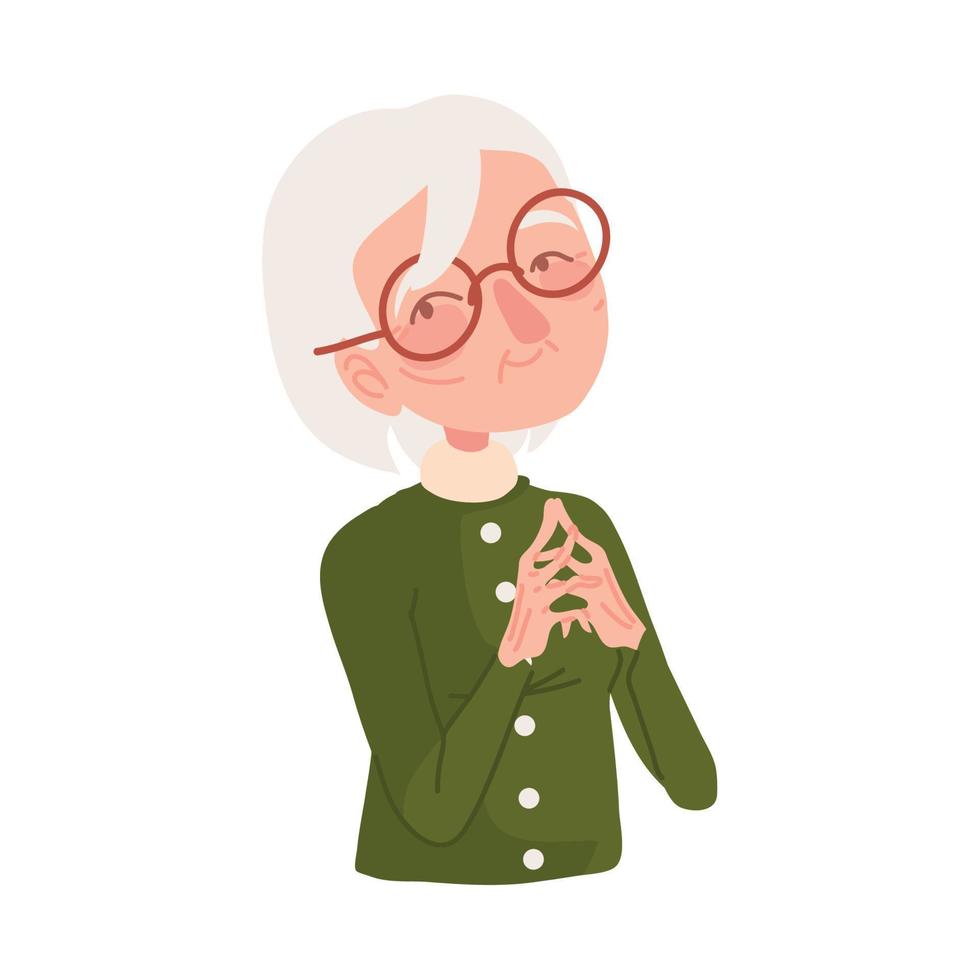 cute grandma with glasses vector