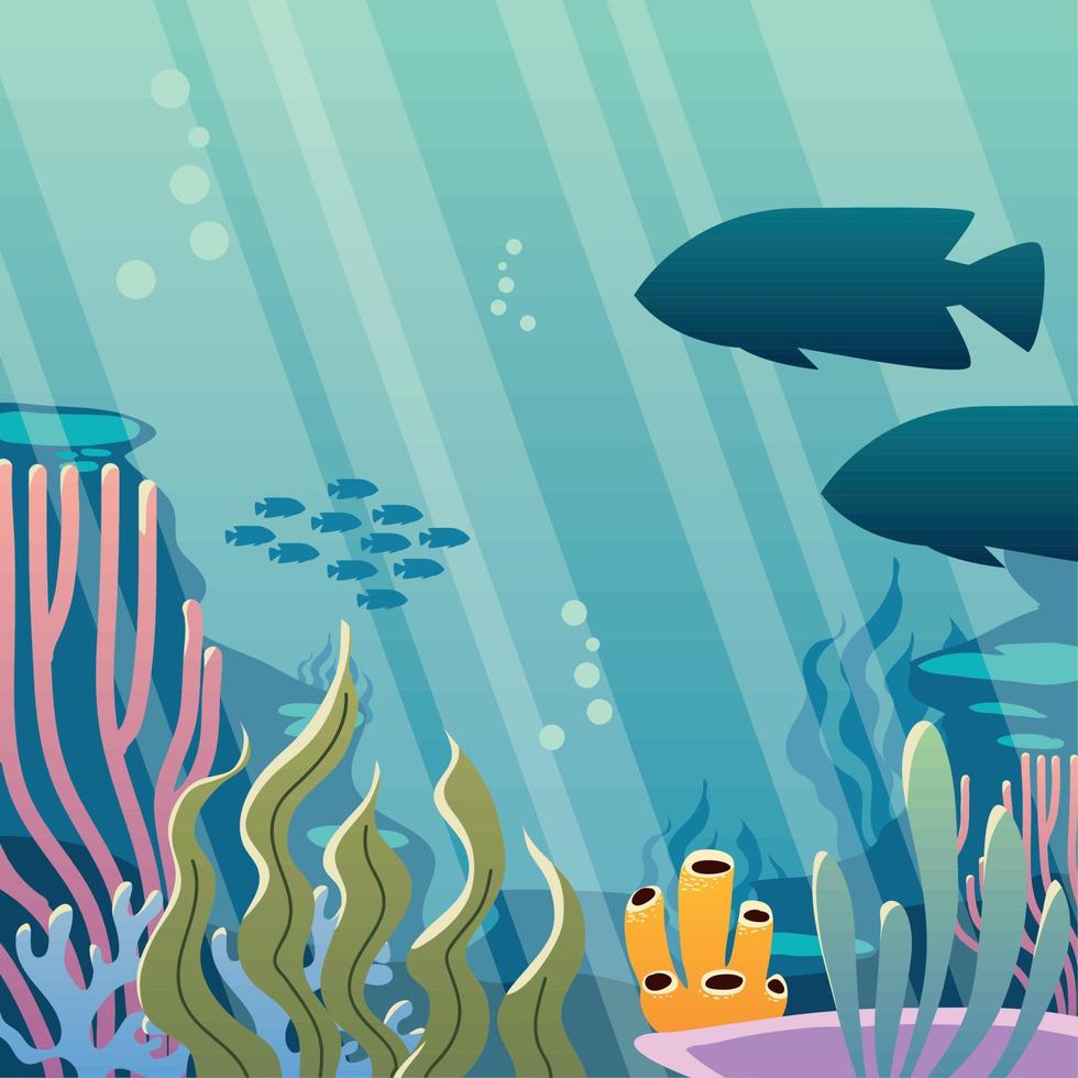 undersea coral and fishes vector