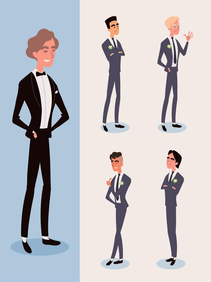 icon set groom and groomsmen vector