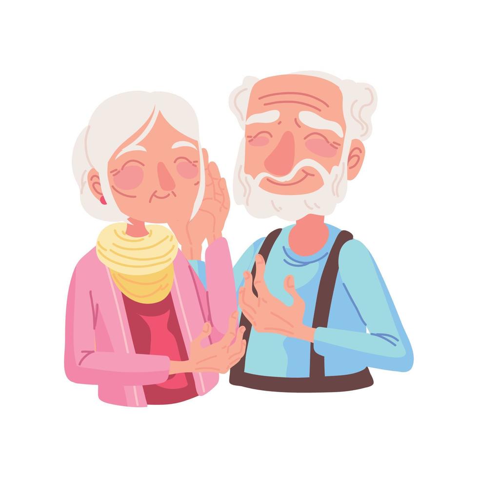 grandparents together cartoon vector