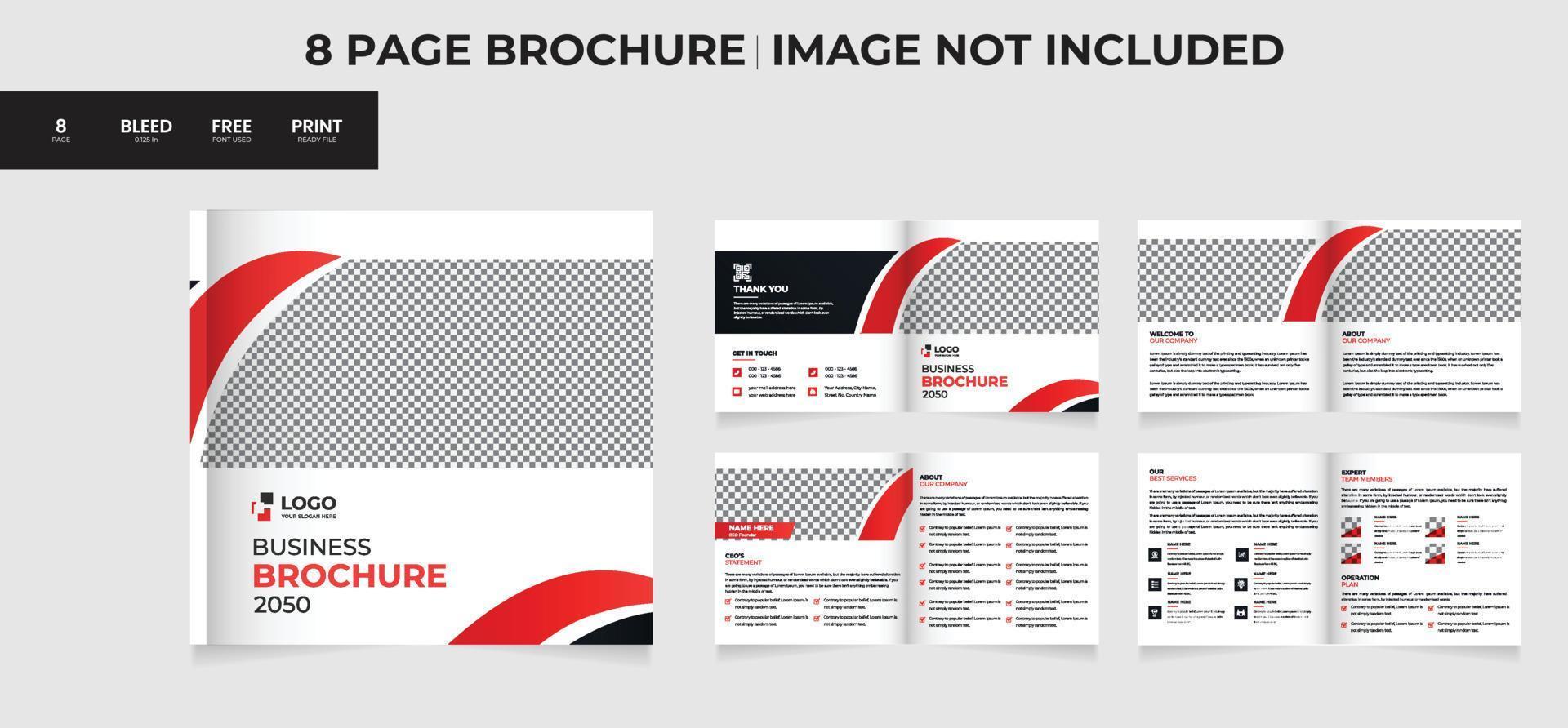 Creative business 8 page square brochure template design vector
