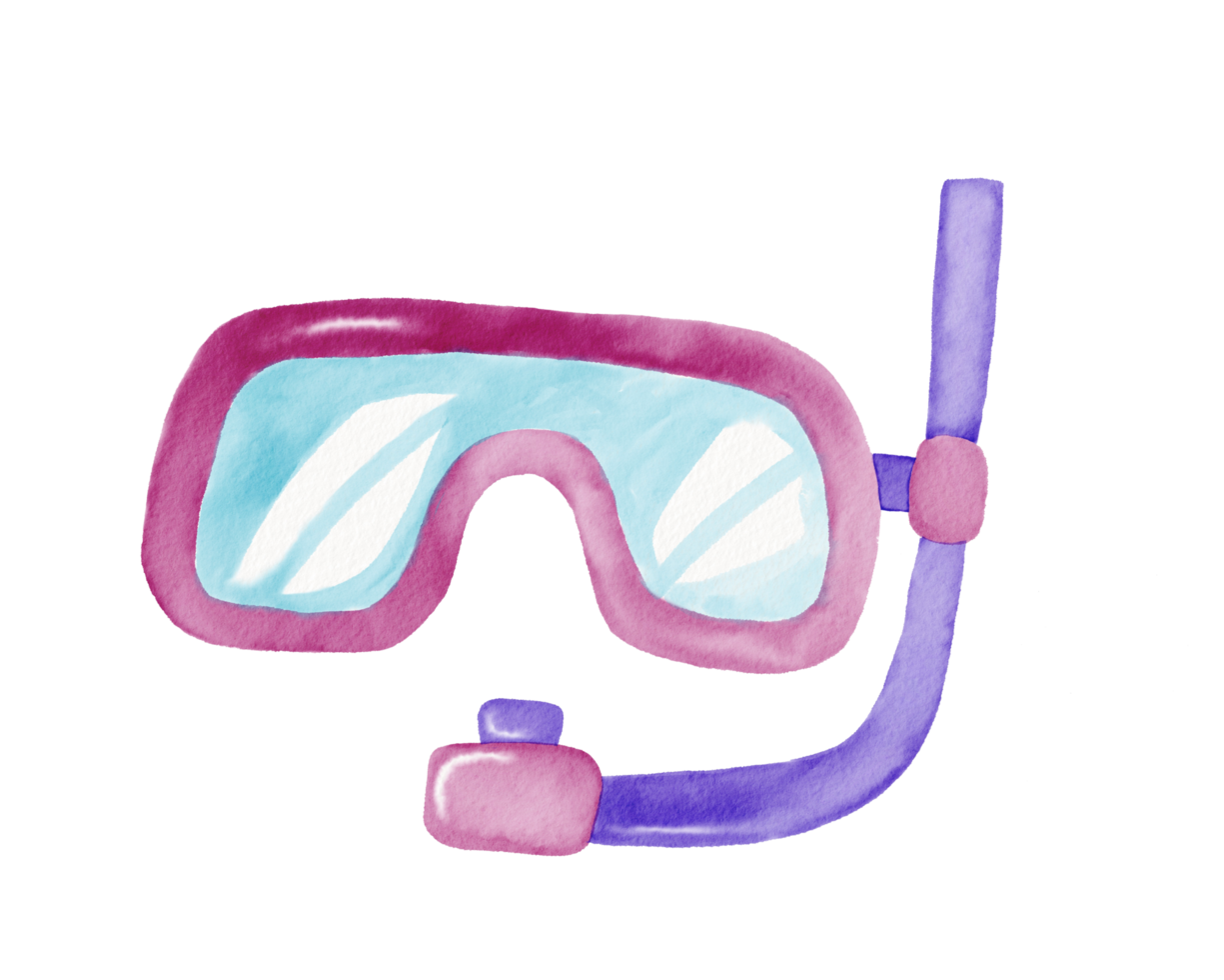 watercolor diving goggles png