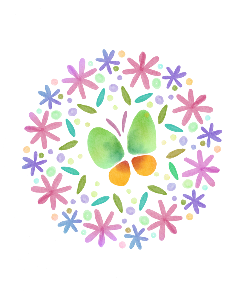 flower mandala watercolor painted png