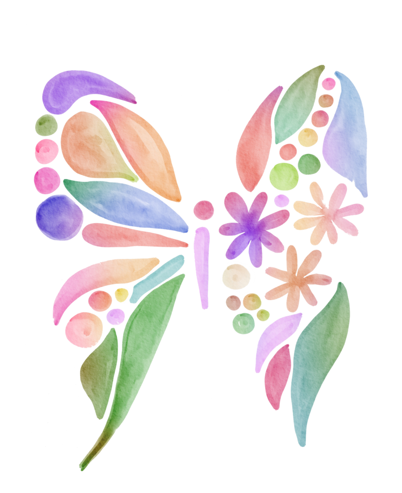 butterfly mandala watercolor painted png