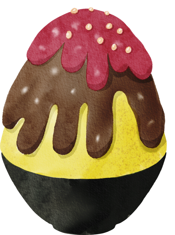 colorful bingsu watercolor painted png