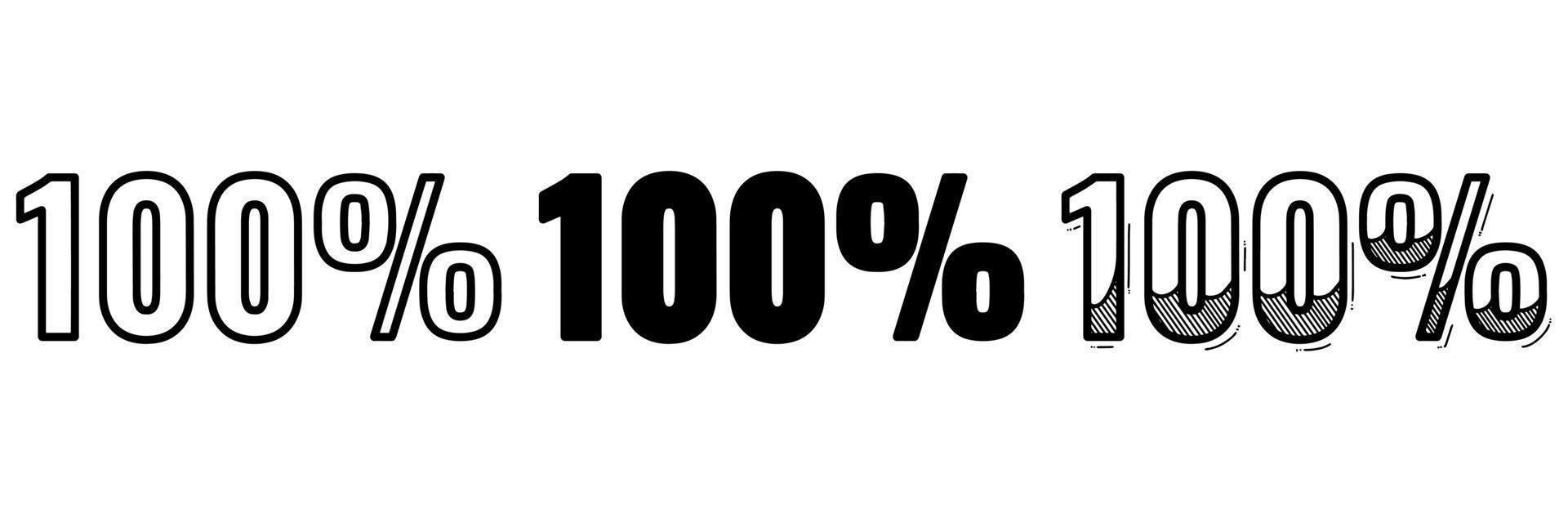 Vector illustration of 100 percent stamps icon set isolated on white background
