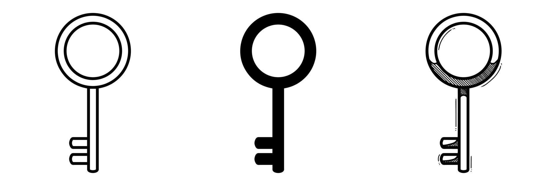 Vector illustration of key icon set isolated on white background