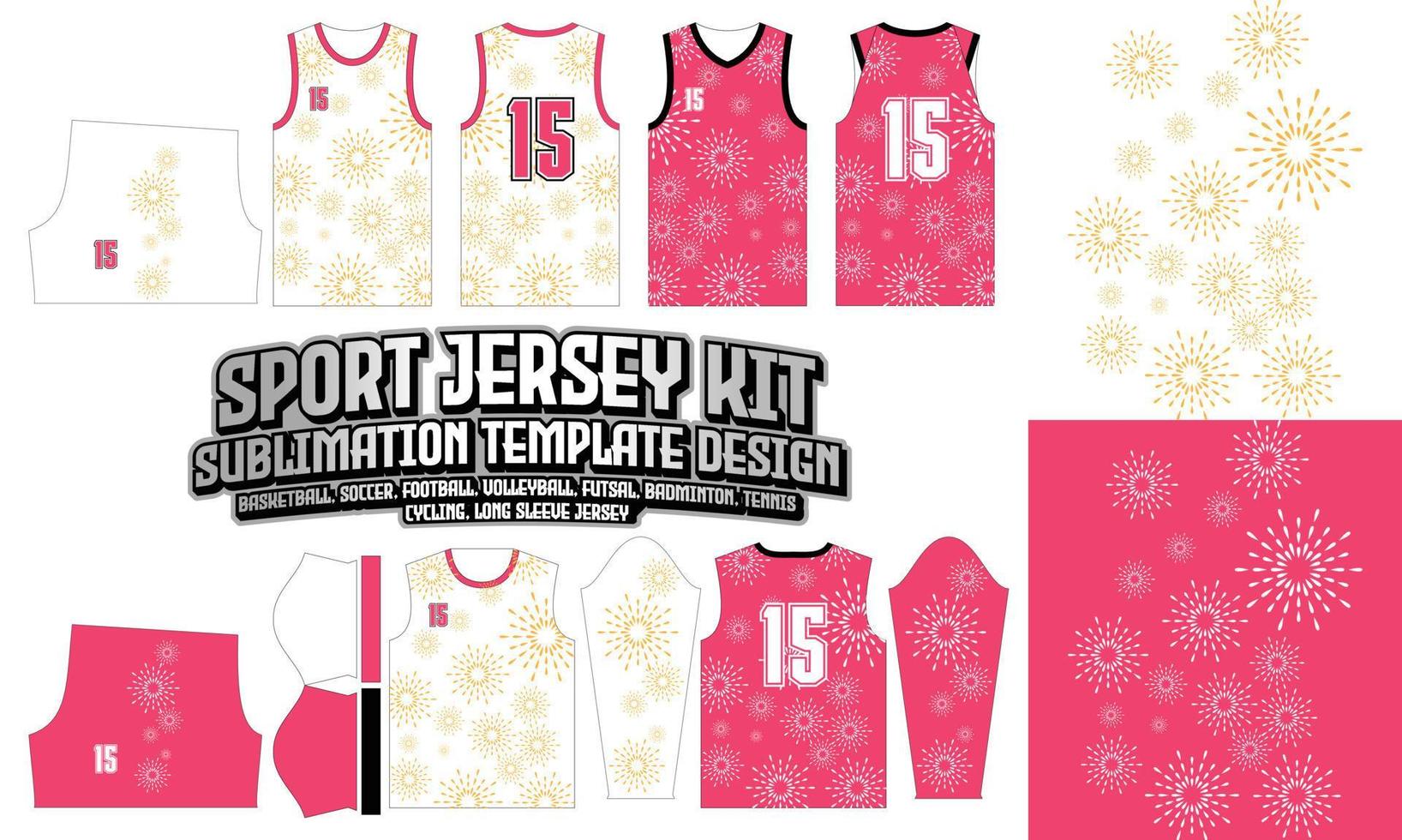 Fireworks Sport Jersey Printing Design pattern Sublimation Soccer Football Badminton vector