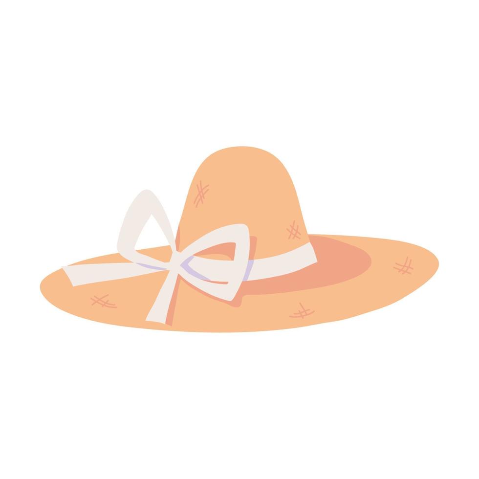 straw hat with ribbon vector