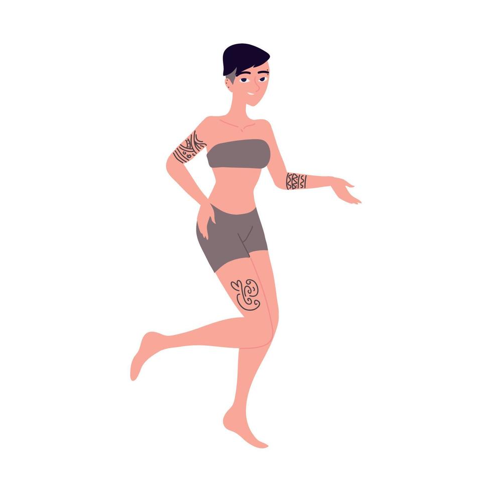 woman with tattoos vector