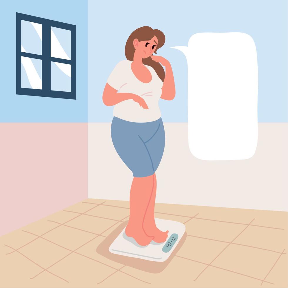 woman scared on the bathroom scale 11208980 Vector Art at Vecteezy